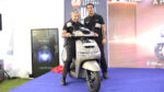 Car & General CEO Vijay Gidoomal and TVS Motor Associate Vice President Pradeep Chaurasiya launch the TVS iQube electric scooter in Nairobi