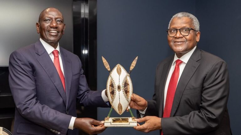 Dangote’s Lamu Refinery Nears Construction After Engineers India Deal President William Ruto presenting Aliko Dangote with a Maasai ceremonial shield during an AFC meeting at UNGA in New York.